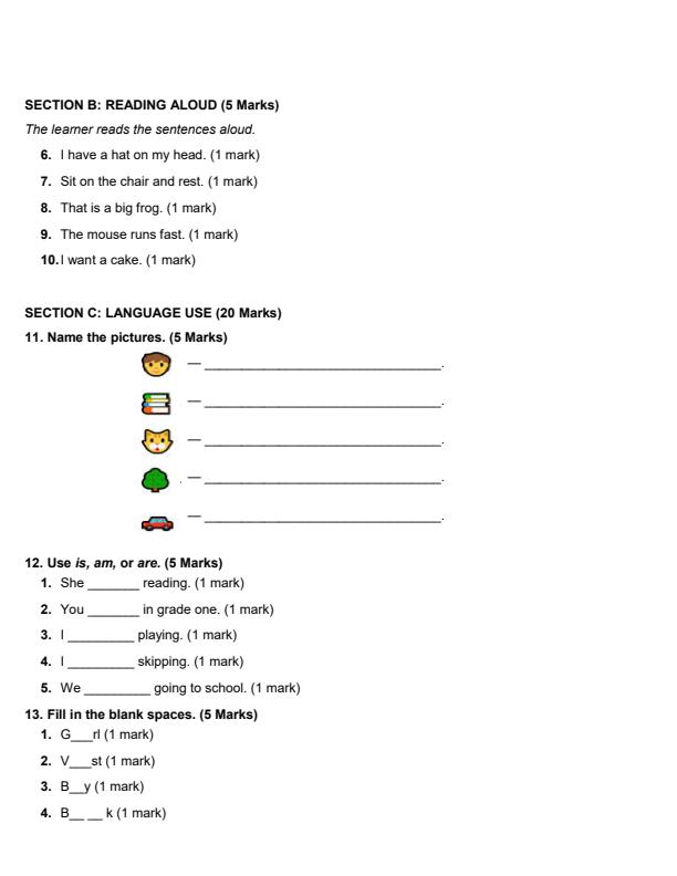 Preview page Grade-1-English-Mid-Term-1-Exam-2026_5220_1.jpg