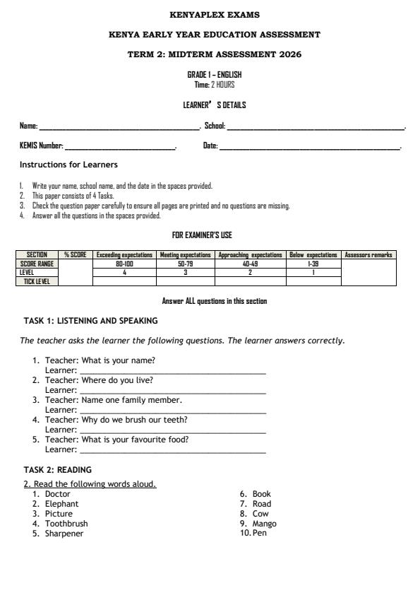 Preview page Grade-1-English-Mid-Term-2-Exam-2026_5789_0.jpg