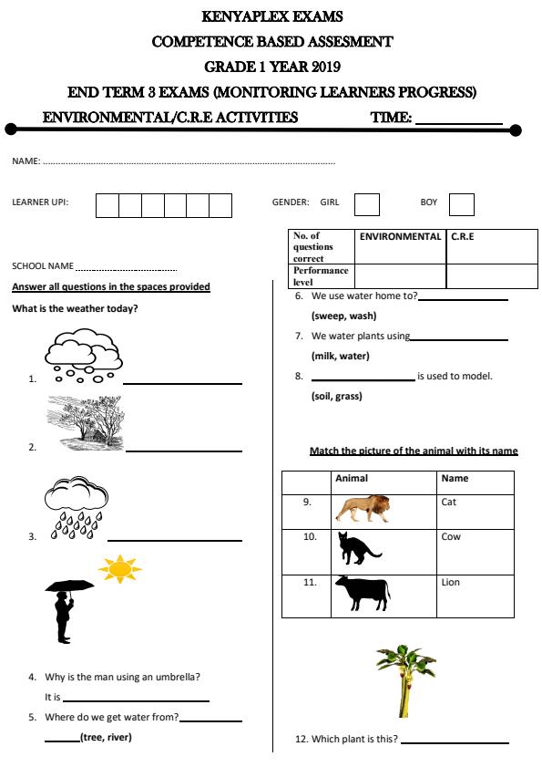 Preview page Grade-1-Environmental-Activities-End-of-Term-3-Examination-2019_407_0.jpg