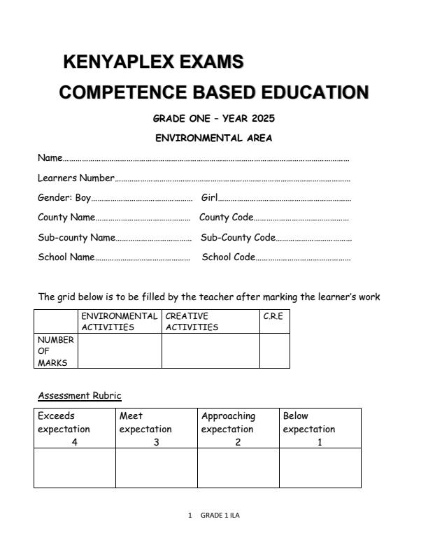 Preview page Grade-1-Environmental-Activities-Mid-Term-2-Exam-2025_4130_0.jpg