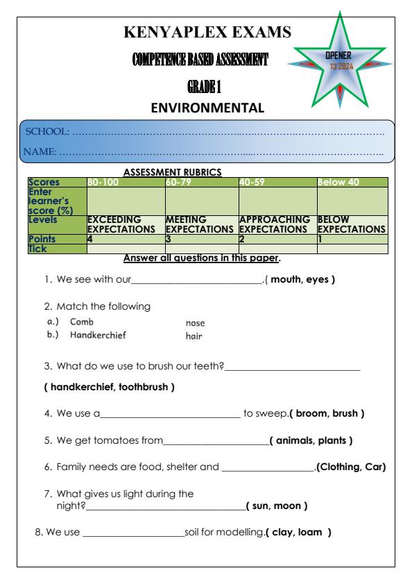 Preview page Grade-1-Environmental-Activities-Term-3-Opener-Exam-2024_2961_0.jpg