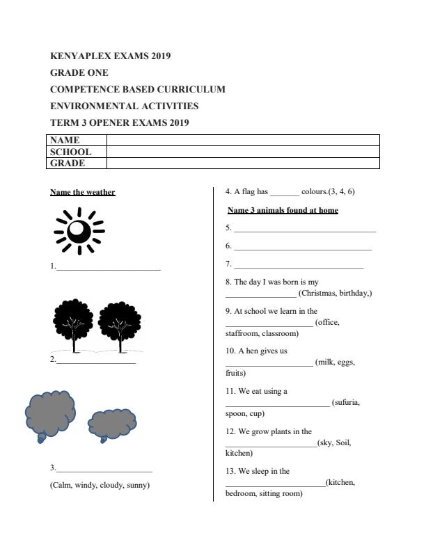 Preview page Grade-1-Environmental-Activities-Term-3-Opener-Examination-2019_333_0.jpg