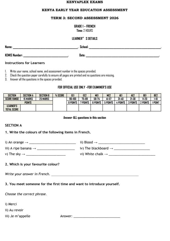 Preview page Grade-1-French-End-Term-3-Exam-2026_6905_0.jpg