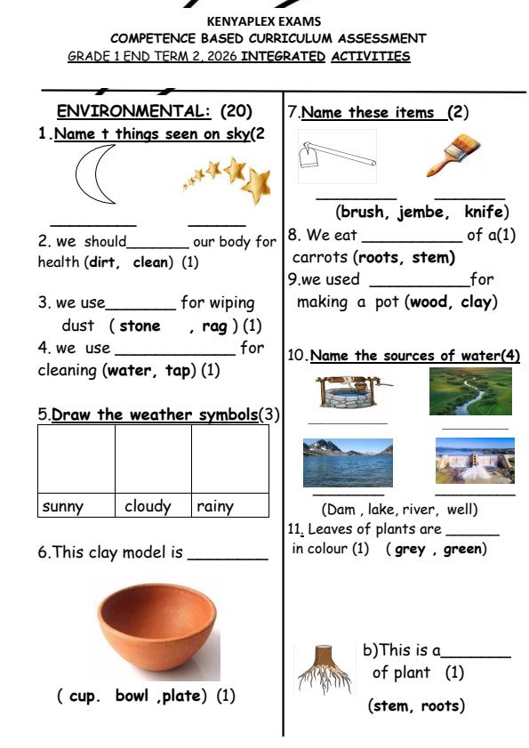 Preview page Grade-1-Integrated-Activities-July-Assessment-Examination-2026_6316_0.jpg