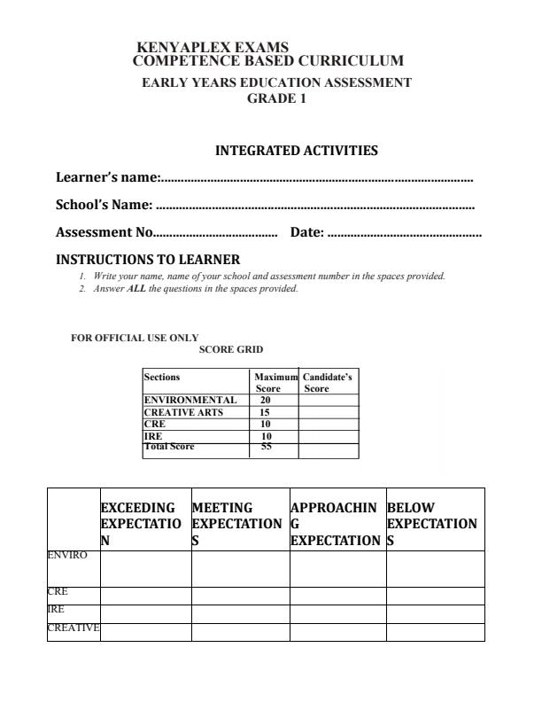 Preview page Grade-1-Integrated-Activities-Term-3-Opener-Exam-2025_4478_0.jpg
