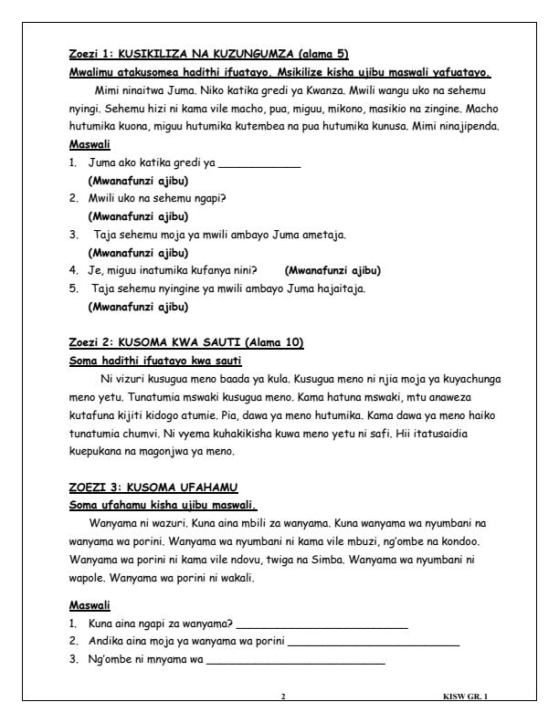 Preview page Grade-1-Kiswahili-Activities-Term-2-Opener-Exam-2025_3983_1.jpg