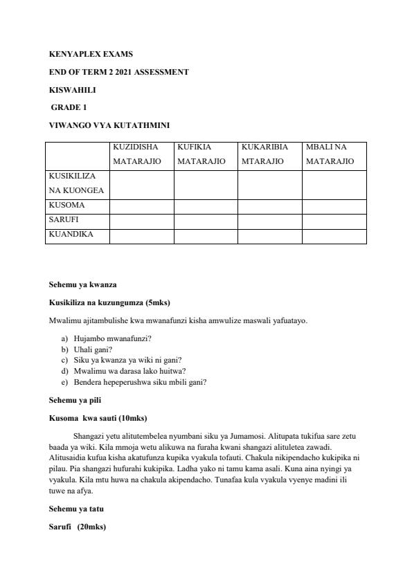 Preview page Grade-1-Kiswahili-End-of-Term-2-Examination-2021_792_0.jpg