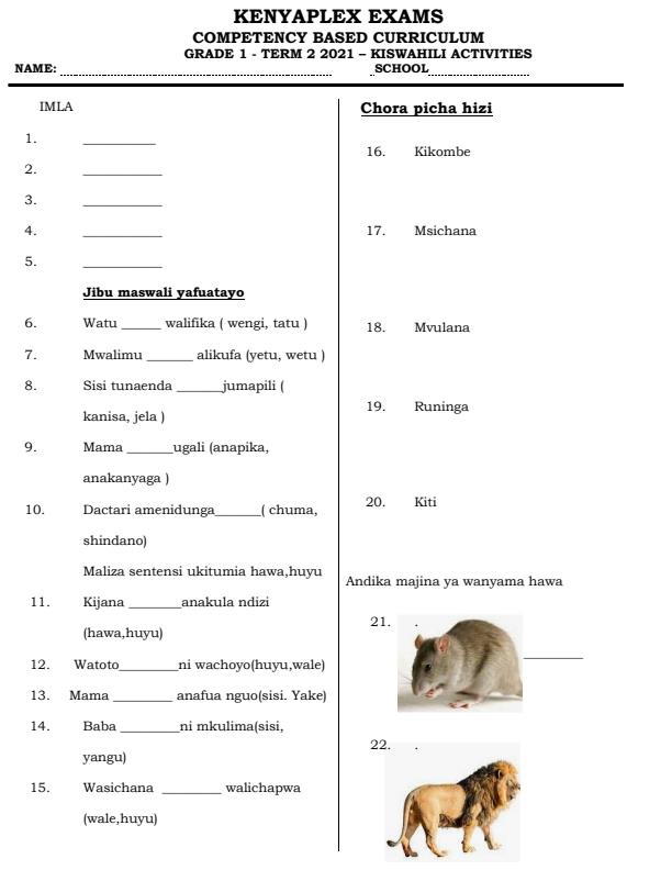 Preview page Grade-1-Kiswahili-End-of-Term-2-Examination-2021_930_0.jpg