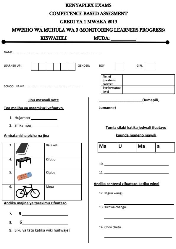 Preview page Grade-1-Kiswahili-End-of-Term-3-Examination-2019_409_0.jpg
