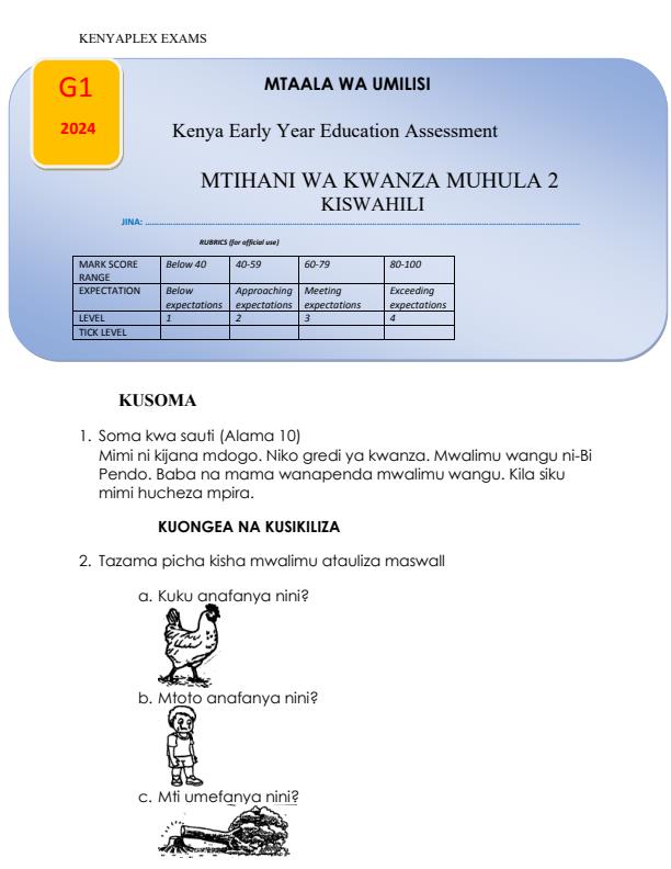 Preview page Grade-1-Kiswahili-Term-2-Opener-Exam-2024_2420_0.jpg
