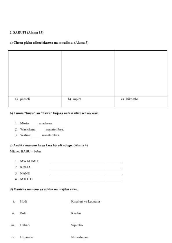 Preview page Grade-1-Kiswahili-Term-2-Opener-Exam-2026_5534_1.jpg