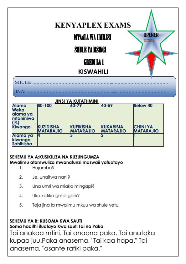 Preview page Grade-1-Kiswahili-Term-3-Opener-Exam-2024_2962_0.jpg