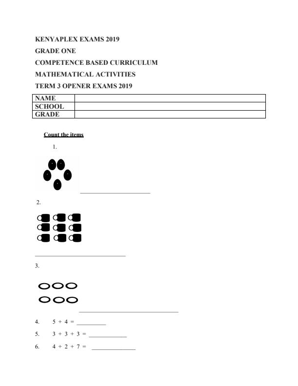 Preview page Grade-1-Mathematical-Activities-Term-3-Opener-Examination-2019_337_0.jpg