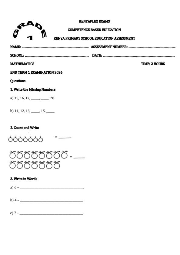 Preview page Grade-1-Mathematics-End-term-1-Exam-2026_5290_0.jpg