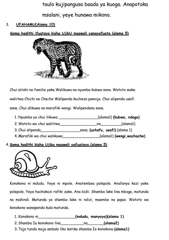Preview page Grade-1-Shughuli-za-Kiswahili-Mid-Term-3-Exam-2024_3108_1.jpg