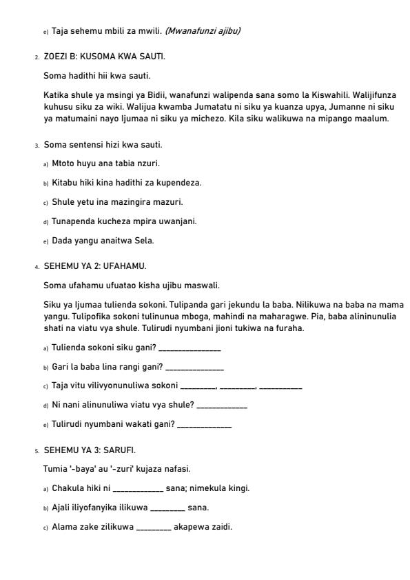 Preview page Grade-1-Shughuli-za-Kiswahili-Term-3-Opener-Exam-2026_6447_1.jpg
