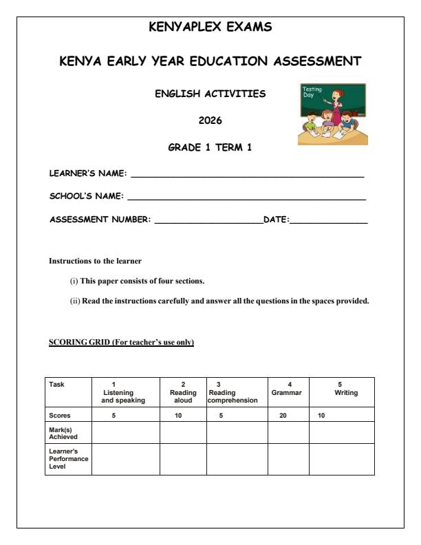 Preview page Grade-1-Term-1-English-Oper-Exam-2026_4933_0.jpg