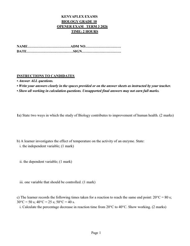 Preview page Grade-10-Biology-September-Assessment-Examination-2026_6718_0.jpg