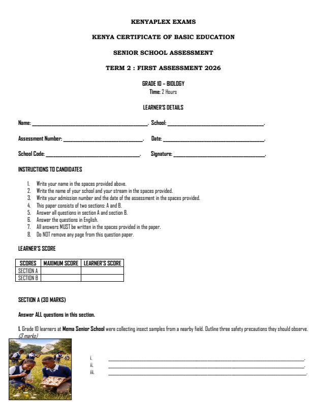 Preview page Grade-10-Biology-Term-2-Opener-Exam-2026_5644_0.jpg