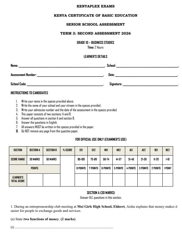 Preview page Grade-10-Business-Studies-End-Term-3-Exam-2026_6935_0.jpg