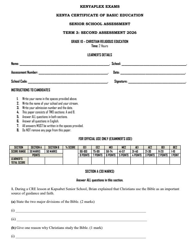 Preview page Grade-10-CRE-End-Term-3-Exam-2026_6939_0.jpg