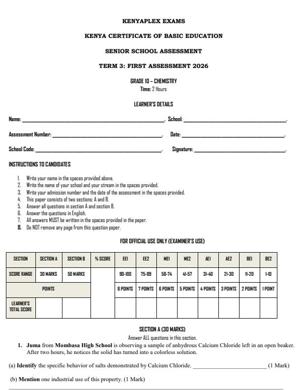 Preview page Grade-10-Chemistry-Term-3-Opener-Exam-2026_6561_0.jpg