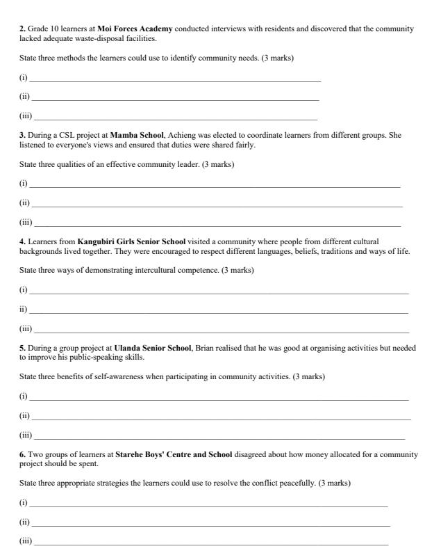 Preview page Grade-10-Community-Service-Learning-End-Term-3-Exam-2026_6940_1.jpg
