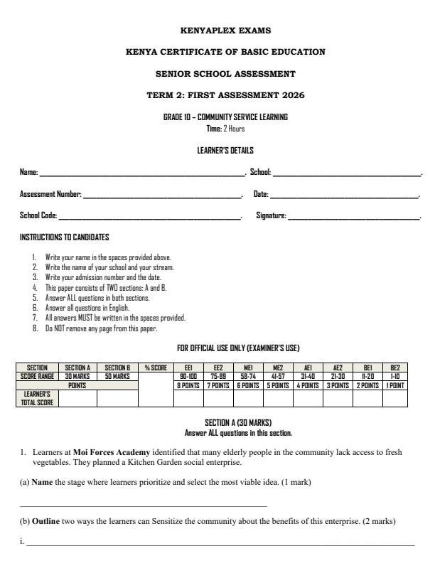 Preview page Grade-10-Community-Service-Learning-Term-3-Opener-Exam-2026_6565_0.jpg