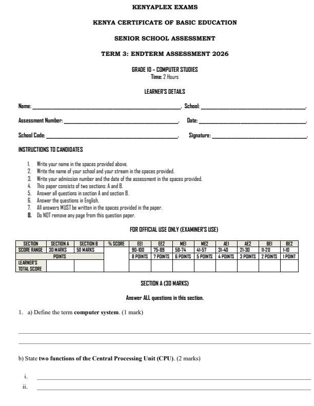 Preview page Grade-10-Computer-Studies-End-Term-3-Set-2-Exam-2026_7008_0.jpg