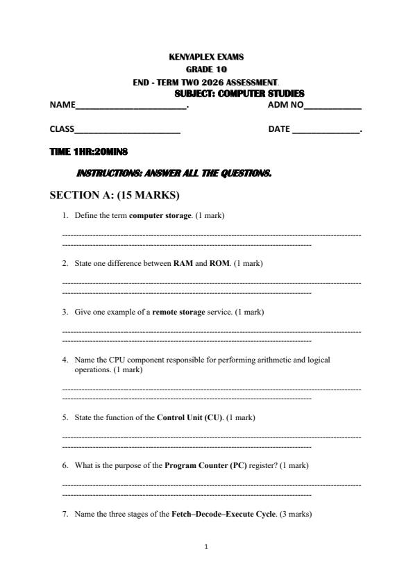 Preview page Grade-10-Computer-Studies-July-Assessment-Examination-2026_6337_0.jpg