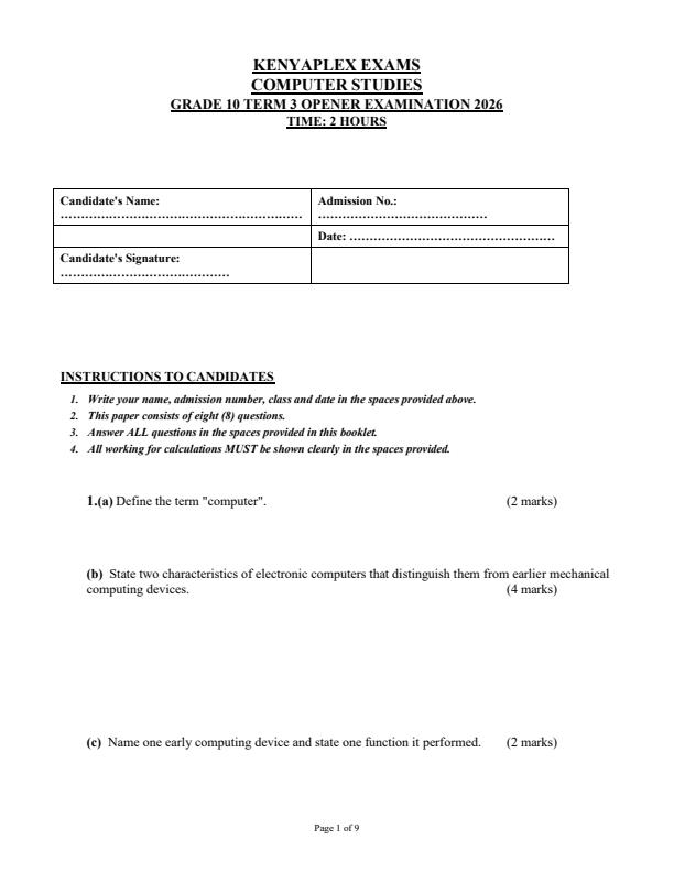 Preview page Grade-10-Computer-Studies-September-Assessment-Examination-2026_6721_0.jpg