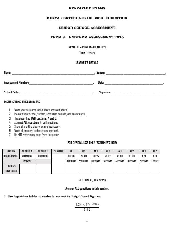 Preview page Grade-10-Core-Mathematics-End-Term-3-Set-2-Exam-2026_7009_0.jpg