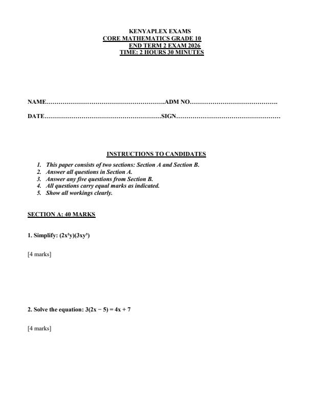 Preview page Grade-10-Core-Mathematics-July-Assessment-Examination-2026_6338_0.jpg