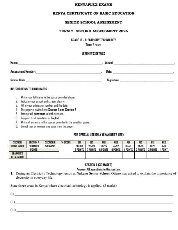 Preview page Grade-10-Electricity-Technology-End-Term-3-Exam-2026_6941_0.jpg