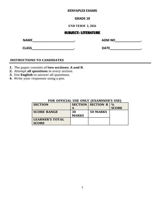 Preview page Grade-10-English--Literature-July-Assessment-Examination-2026_6347_0.jpg