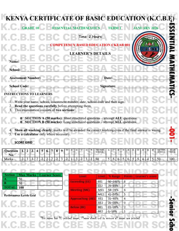 Preview page Grade-10-Essential-Mathematics-Opener-Exams-Term-1-2026_5026_0.jpg