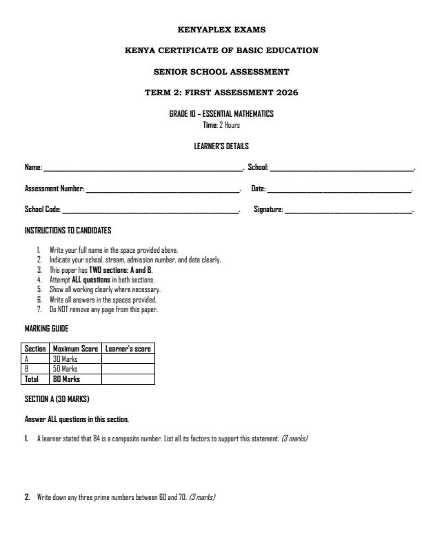 Preview page Grade-10-Essential-Mathematics-Term-2-Opener-Exam-2026_5654_0.jpg
