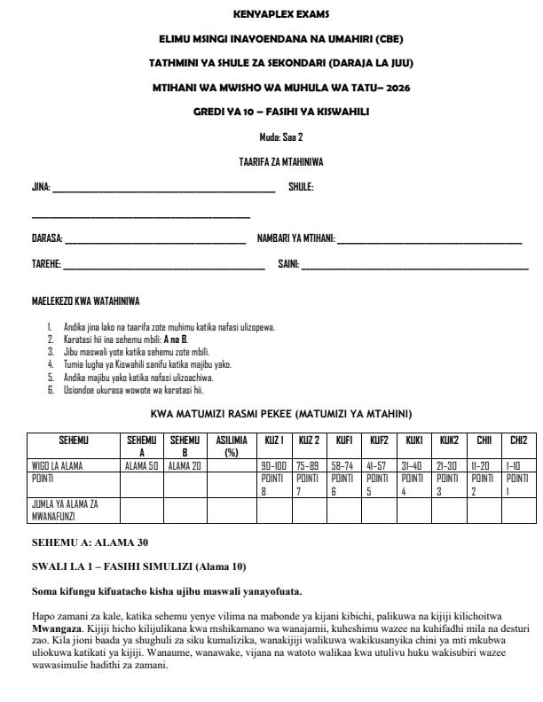 Preview page Grade-10-Fasihi-ya-Kiswaihi-End-Term-3-Set-2-Exam-2026_7015_0.jpg