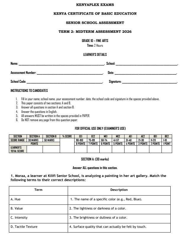 Preview page Grade-10-Fine-Arts-Mid-Term-2-Exam-2026_5938_0.jpg