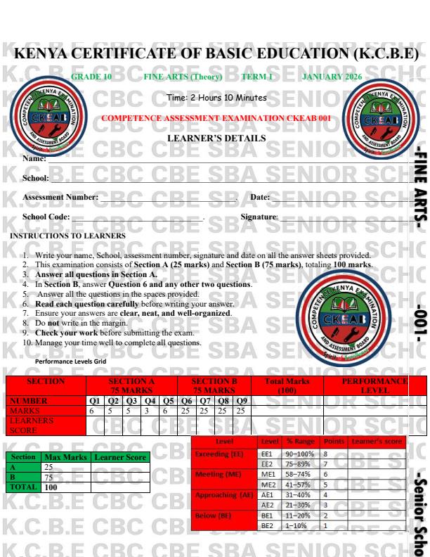 Preview page Grade-10-Fine-Arts-Opener-Exam-Term-1-2026_5027_0.jpg