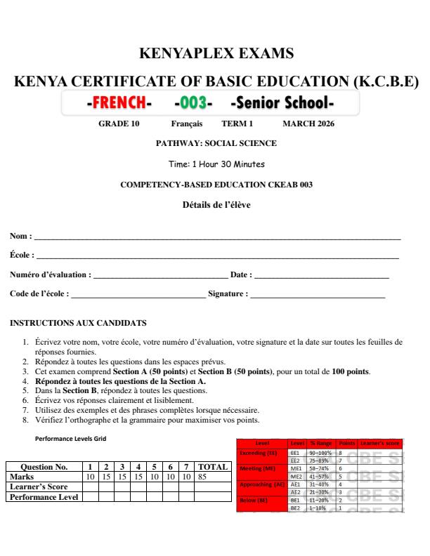 Preview page Grade-10-French-End-Term-1-Exam-2026_5425_0.jpg