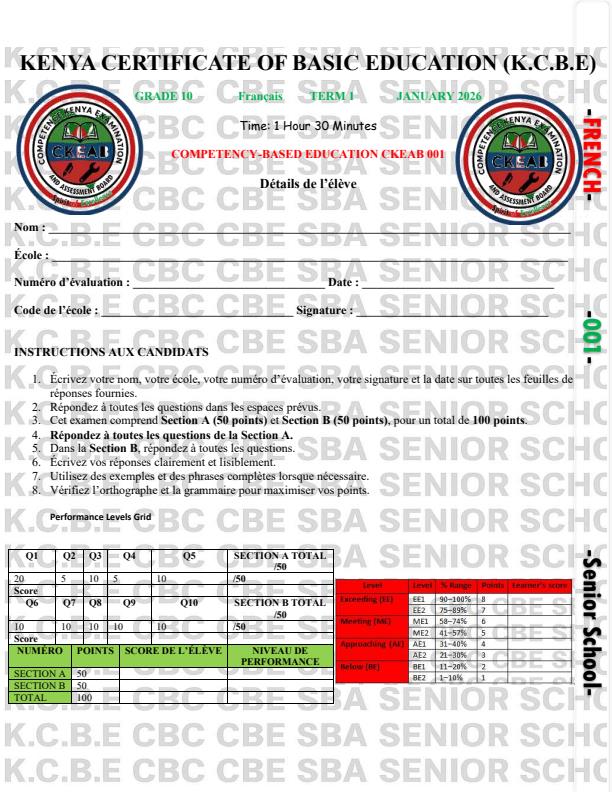 Preview page Grade-10-French-Opener-Exam-Term-1-2026_5028_0.jpg