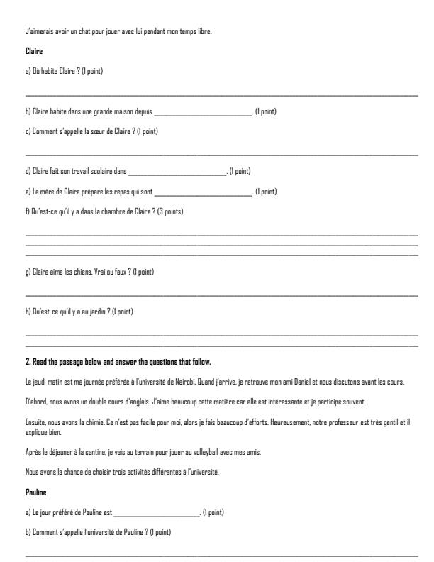 Preview page Grade-10-French-Term-2-Opener-Exam-2026_5657_1.jpg