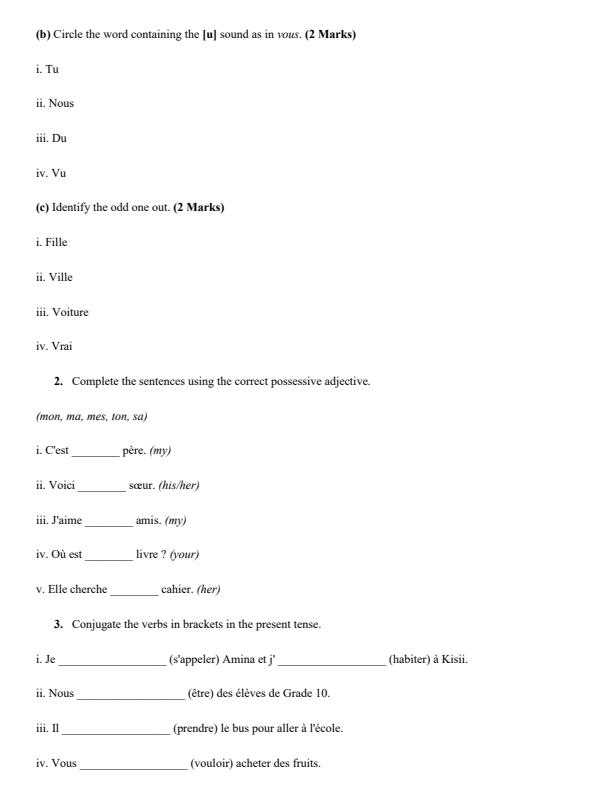 Preview page Grade-10-French-Term-3-Opener-Exam-2026_6571_1.jpg