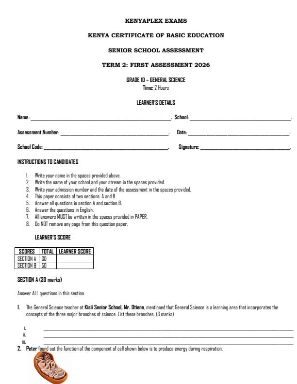 Preview page Grade-10-General-Science-Term-2-Opener-Exam-2026_5658_0.jpg