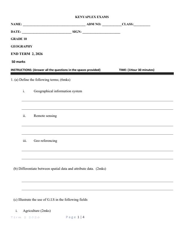 Preview page Grade-10-Geography-July-Assessment-Examination-2026_6342_0.jpg
