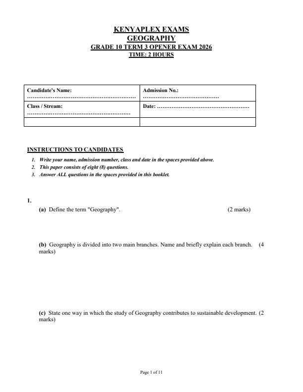 Preview page Grade-10-Geography-September-Assessment-Examination-2026_6725_0.jpg