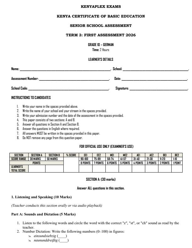 Preview page Grade-10-German-Term-3-Opener-Exam-2026_6574_0.jpg
