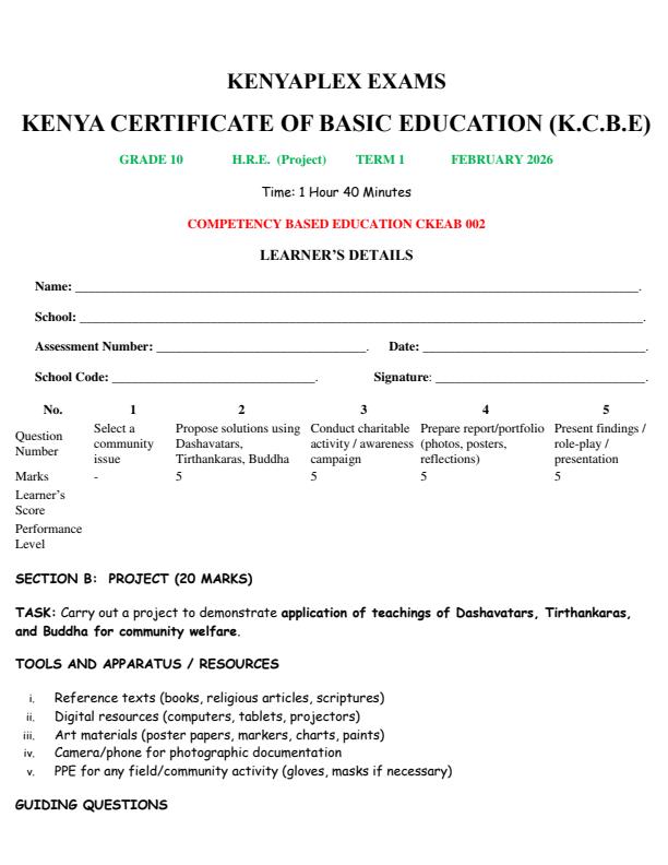 Preview page Grade-10-HRE-Project-Mid-Term-1-Exam-2026_5171_0.jpg