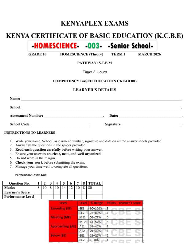 Preview page Grade-10-Home-Science-End-Term-1-Exam-2026_5430_0.jpg